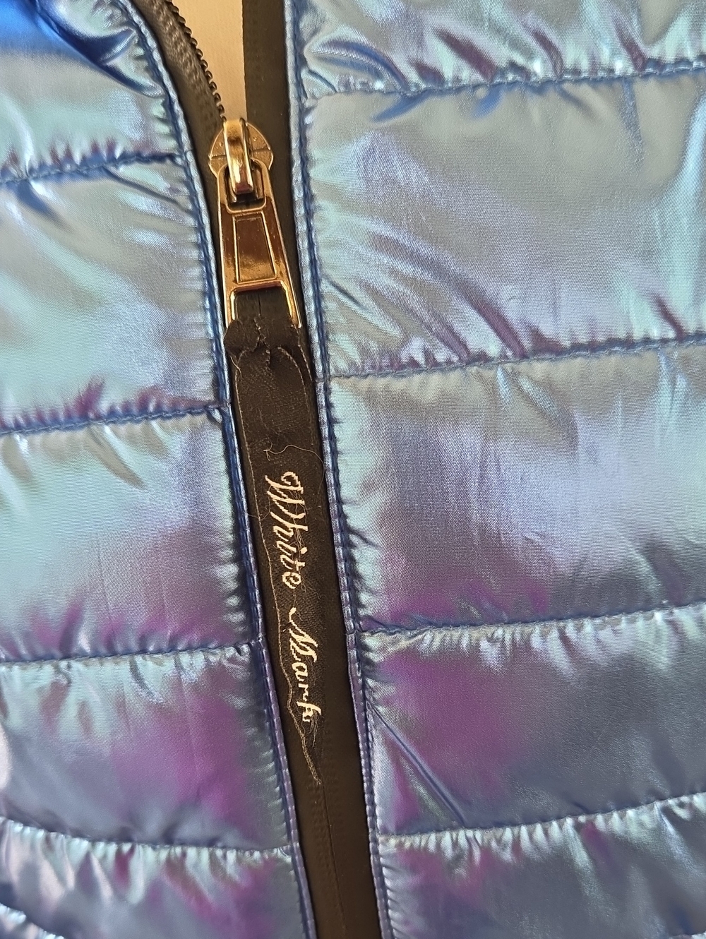White Mark Metallic Blue Quilted Puffer Jacket - Picture 6 of 6